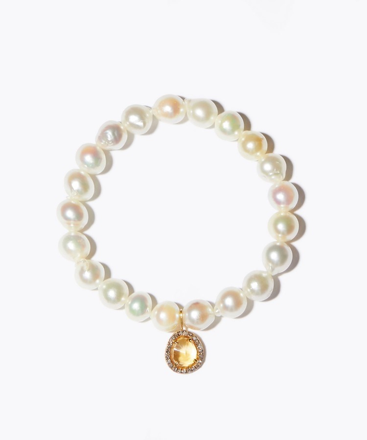 [amulette] [Protection of love and healing]akoya pearl citrine pave diamonds bracelet